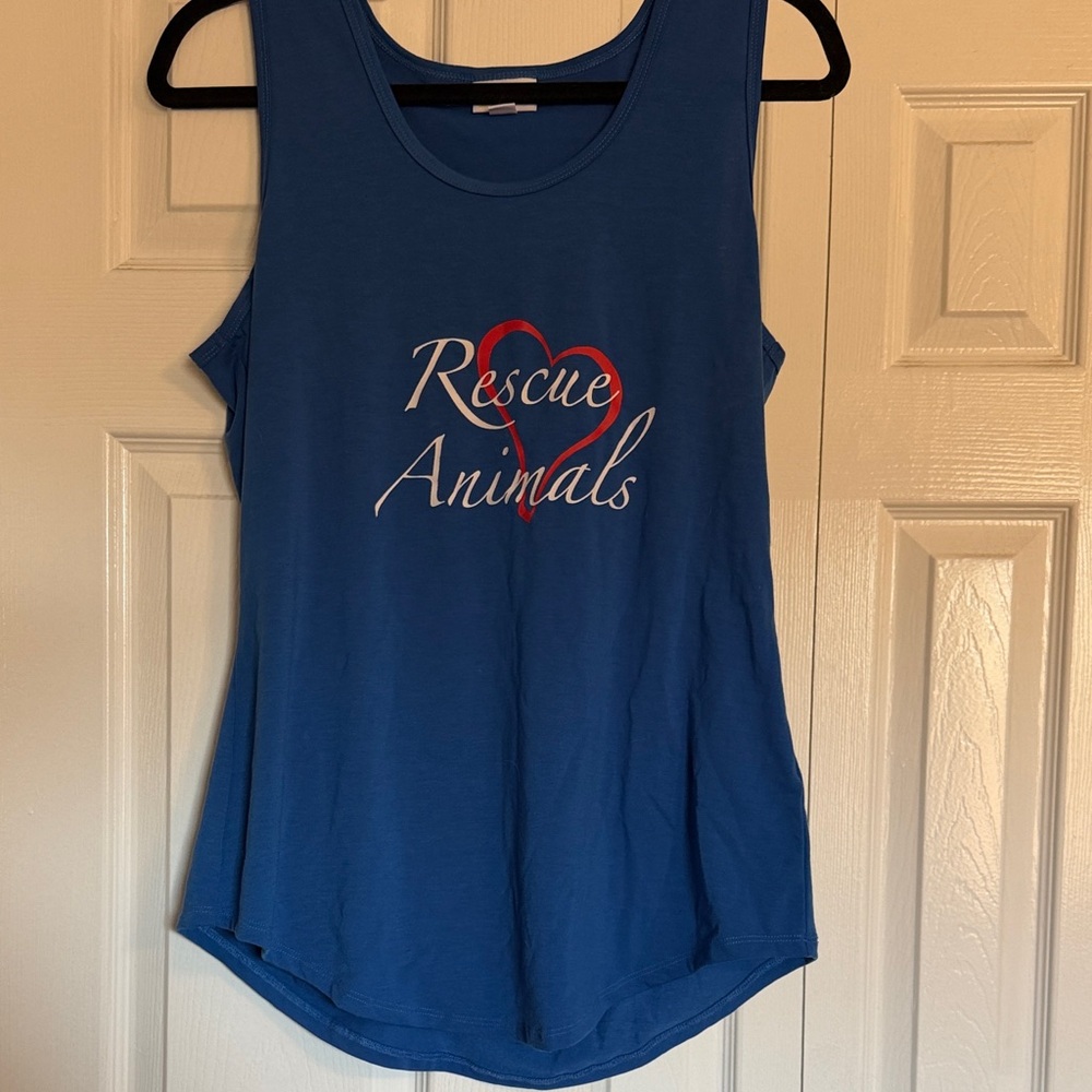 LuLaRoe Blue Rescue Animals Tank Top